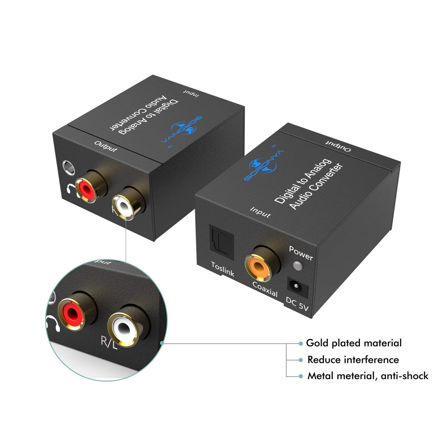 Digital Optical Coax to Analog RCA Audio Converter Adapter