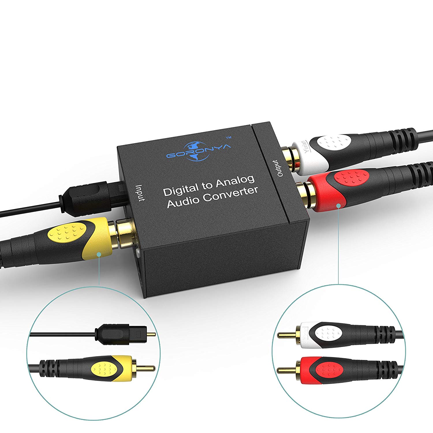 Digital Optical Coax to Analog RCA Audio Converter Adapter